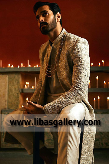 Pakistani and Indian Men Bespoke Sherwani Prince Coat Waist Coat Kurta Shalwar for Nikah Mehndi Barat