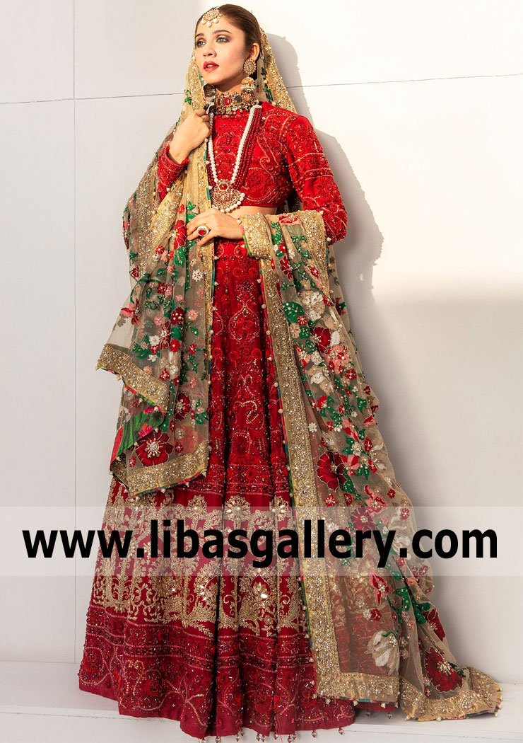 Maroon Desert Fleur Wedding Lehenga