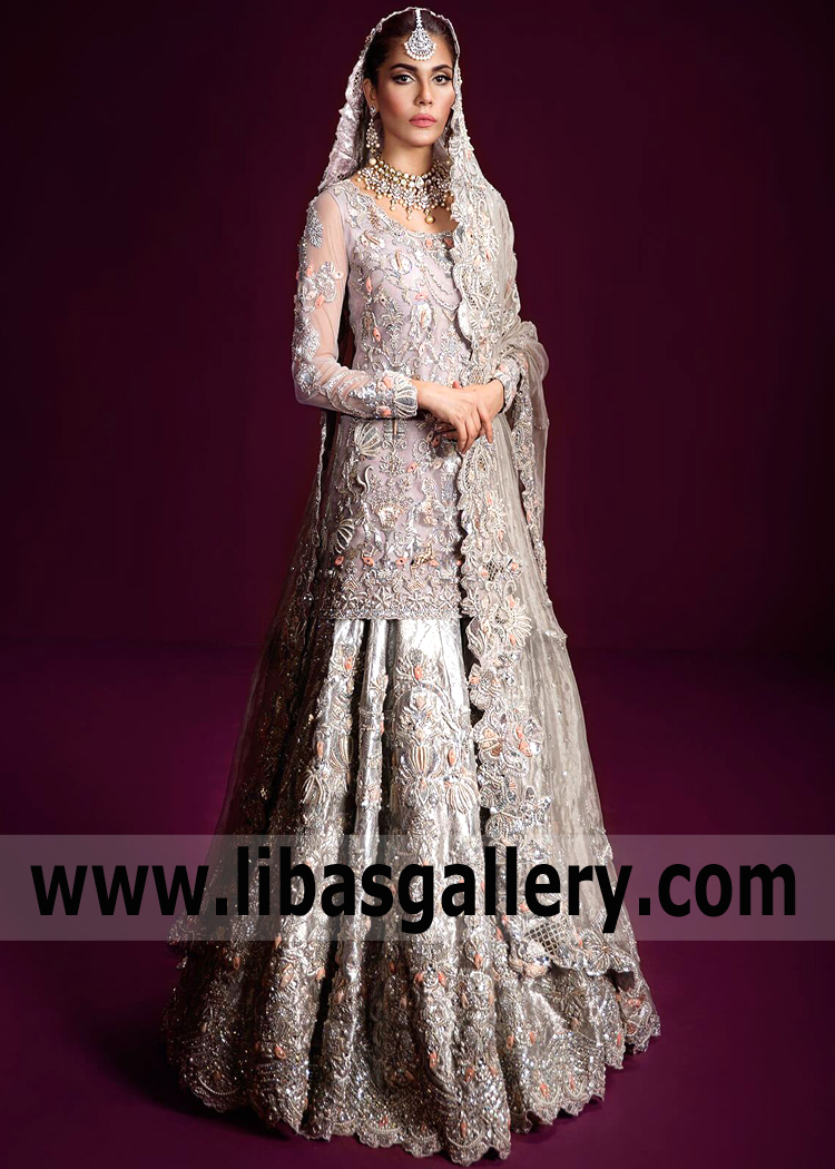 Lavender Gray Alphand Wedding Lehenga