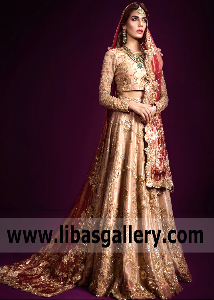 Apricot Carmine Aveyron Lehenga