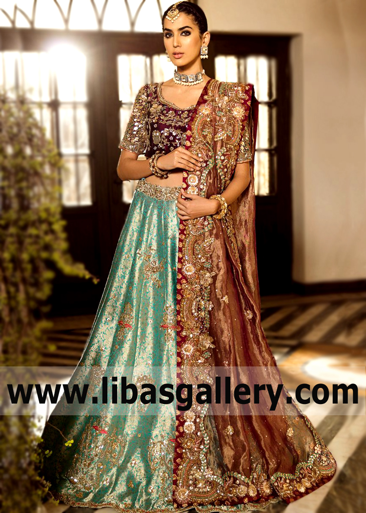 Bulgarian Rose Green Cazin Lehenga