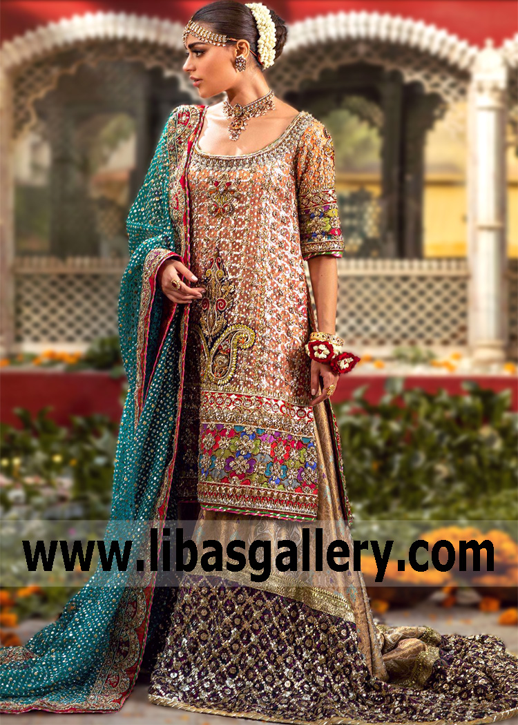 Bronze Teal Seapia Gharara