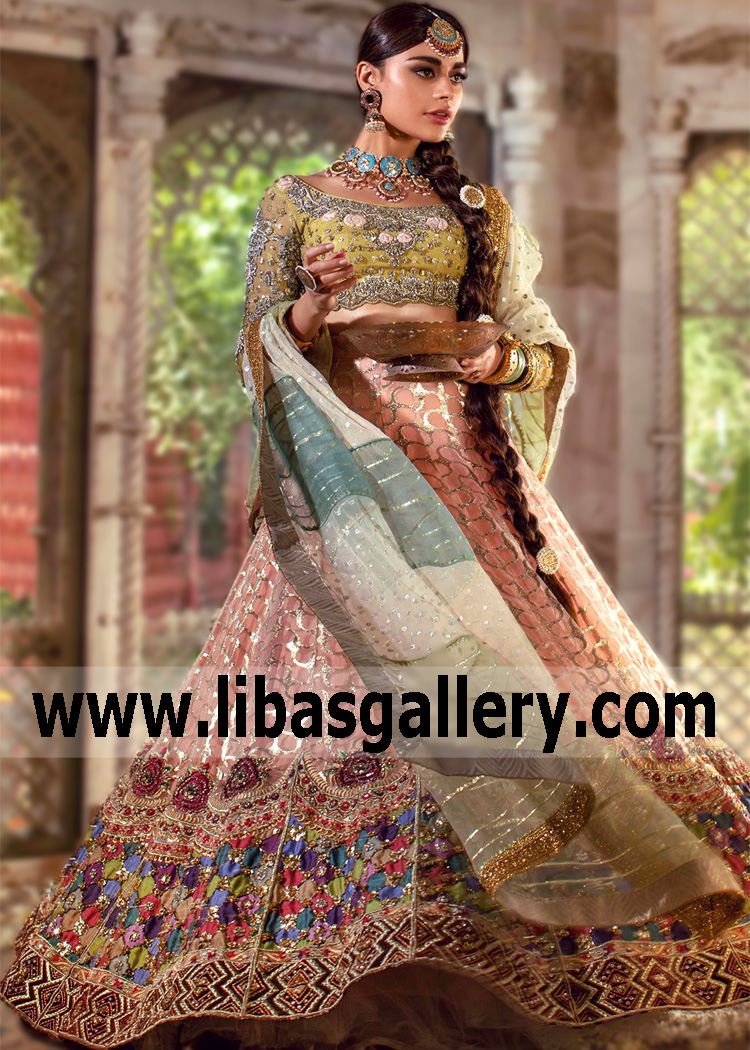 Pear Apricot Meylan Lehenga