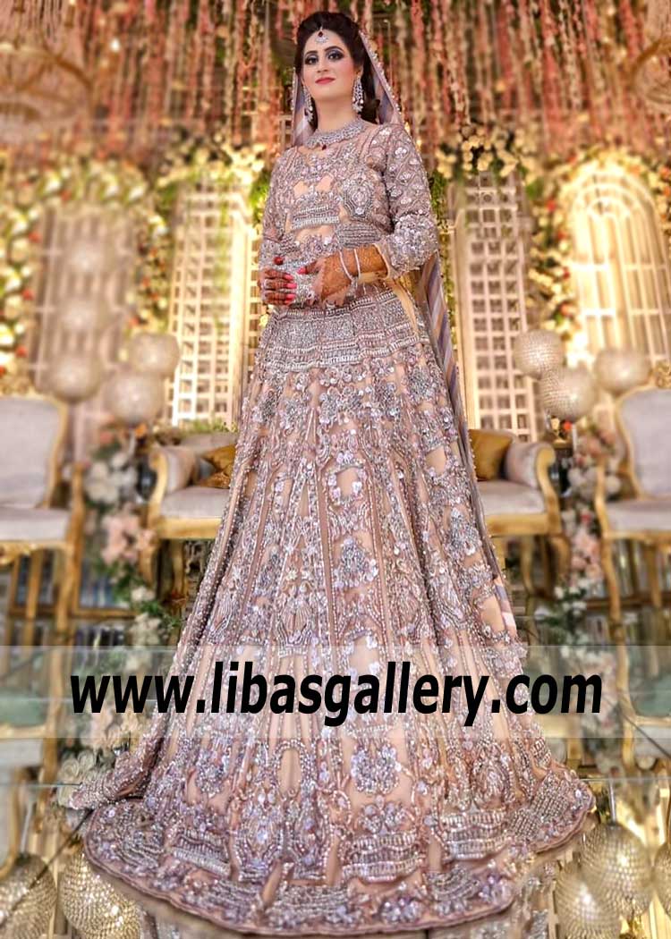 Bridal Wear Peach Kalmia Lehenga