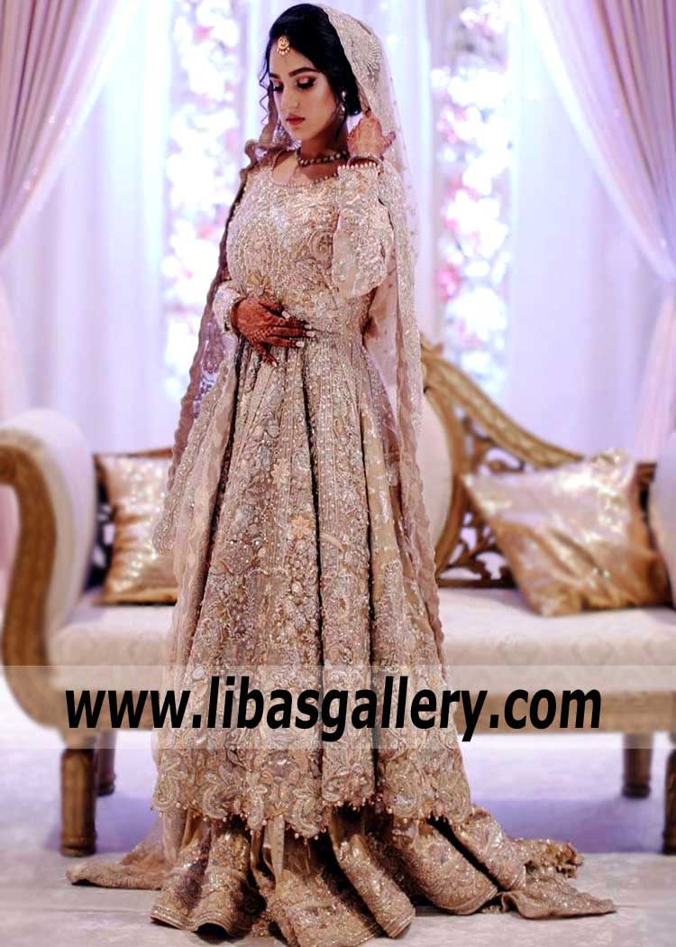 Bridal Wear Pale Gold Kalmia Anarkali