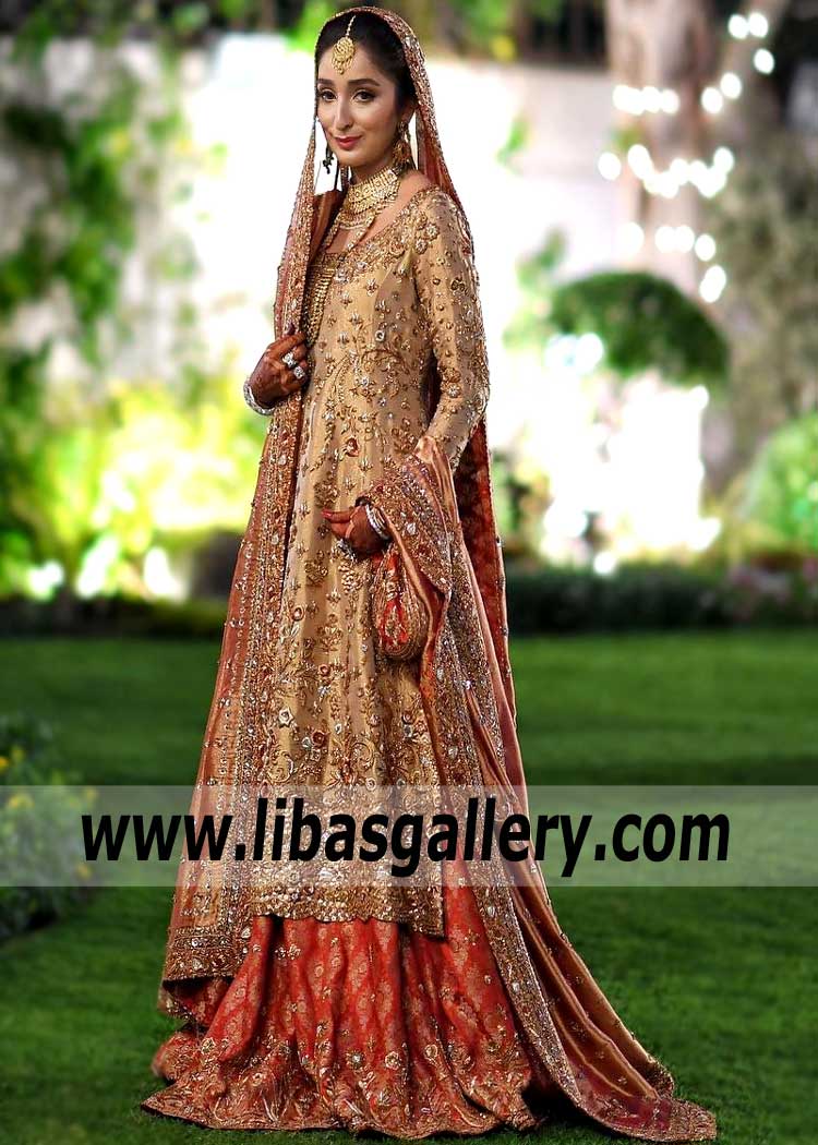 Bridal Wear Dark Tan gold Kalmia Sharara
