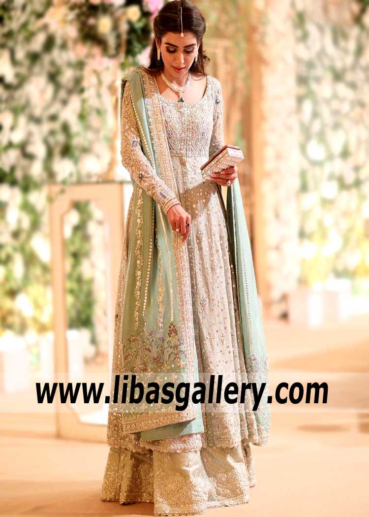 Beautiful Eton Blue Daisy Anarkali