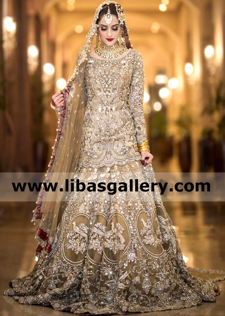 Bridal Wear Goldenrod Camellia Lehenga