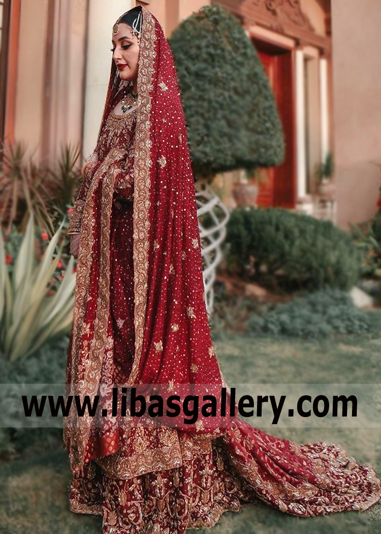 Crimson Fern Fershi Lehenga