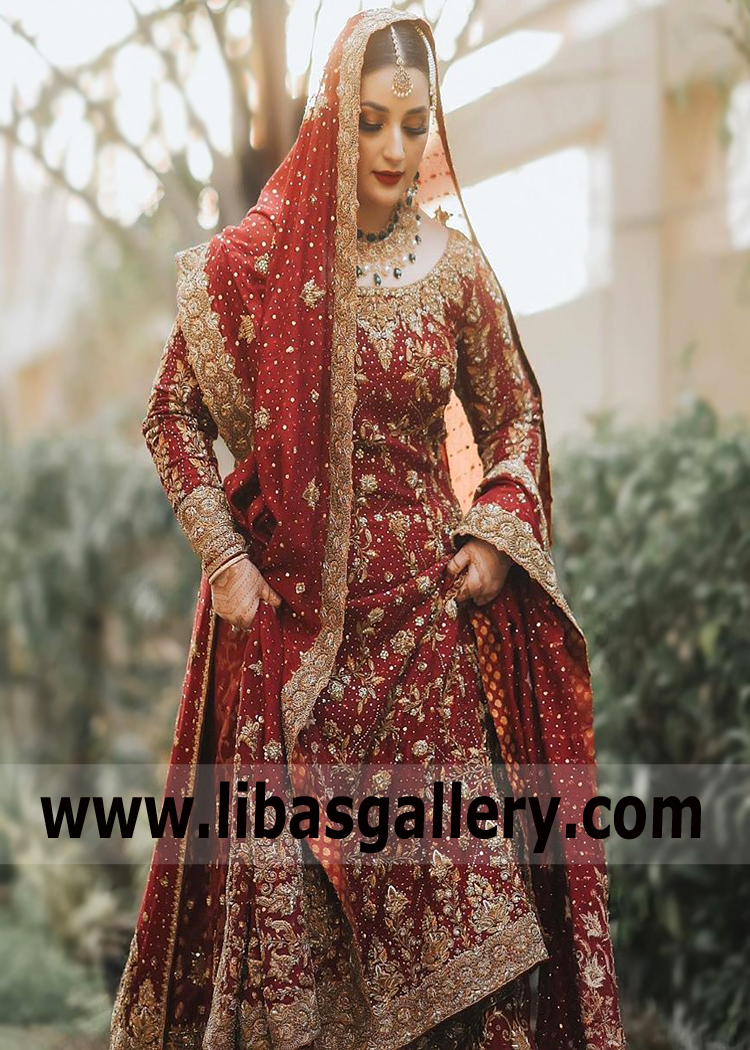 Crimson Fern Fershi Lehenga