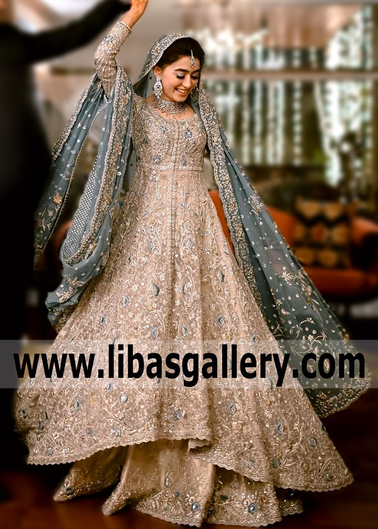 Glorious Desi Bridal Anarkali with Amazing Embellishments and Colors