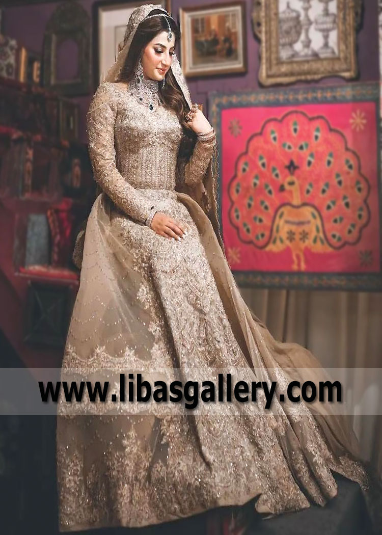 Taupe Gold Iris Wedding Dress