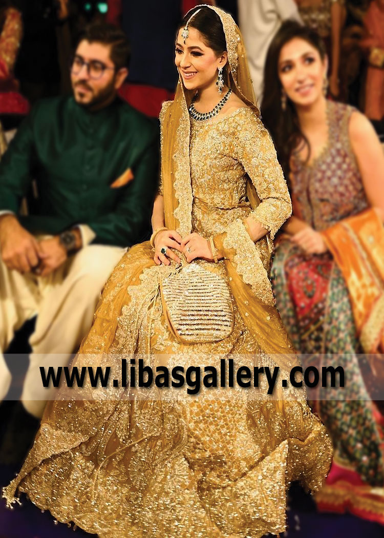 Goldenrod Bloom Bridal Anarkali for Mehendi Function