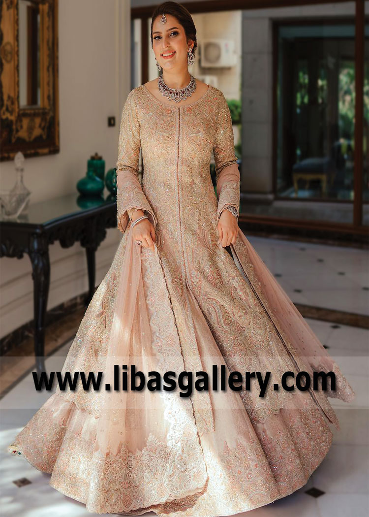 Unbleached Silk Gladiolus Bridal Lehenga