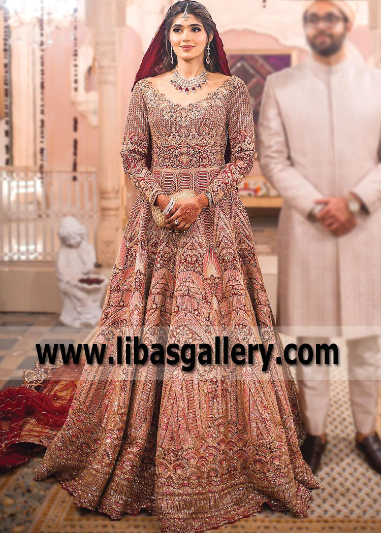 Maroon Gladiolus Bridal Maxi Dress