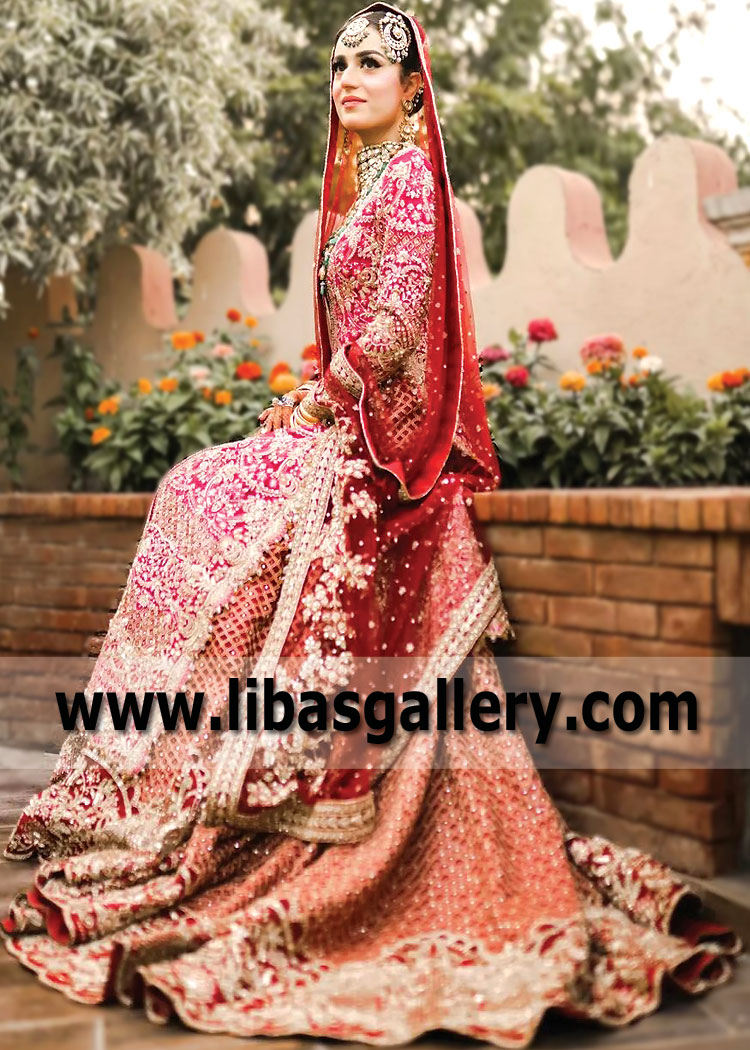 Amaranth Red Laurel Barat Dress