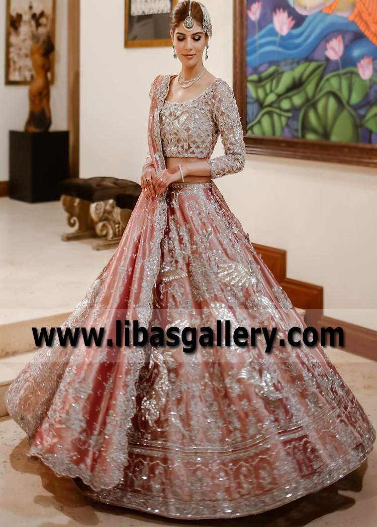 Rose Gold Lily Wedding Lehenga Design