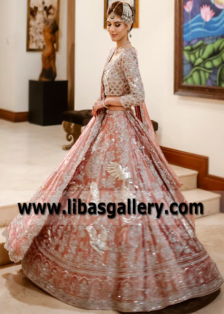 Rose Gold Lily Wedding Lehenga Design