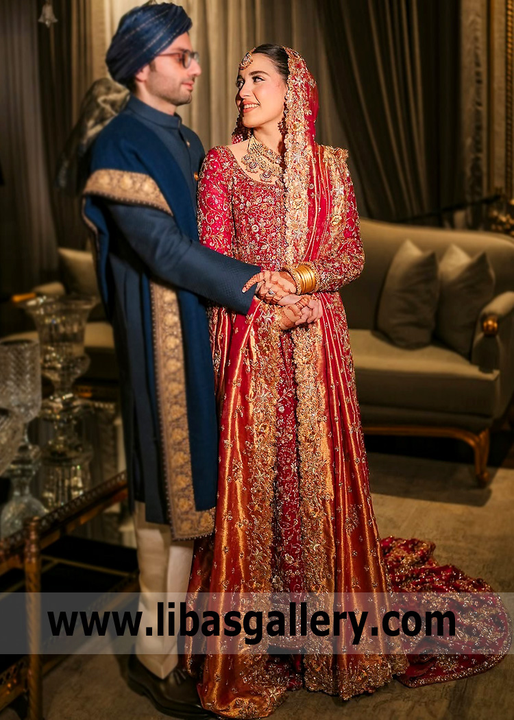 NCS Red Balsam Pishwas and Lehenga