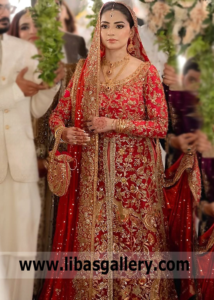 Imperial Red Iris Farshi Lehenga