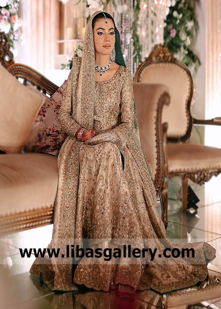 Tan Nude Peony Long Kalidaar and Lehenga
