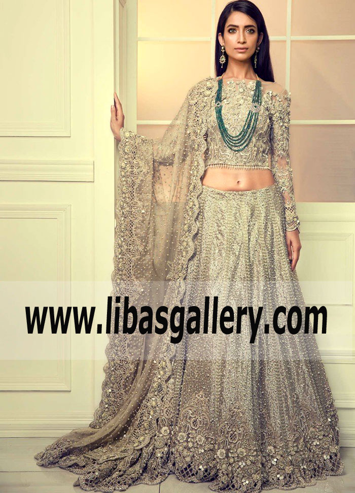 Awesome Silver Lehenga Bridal Dress for Recepiton