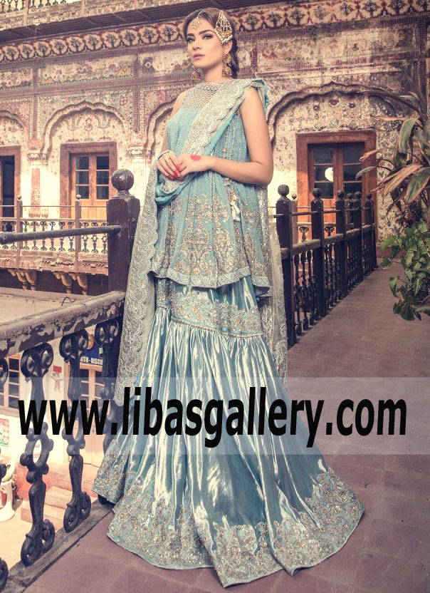 Impressive Light Blue Bridal Peplum for Wedding