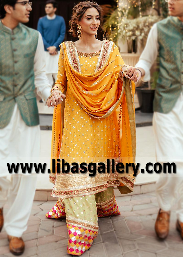 Chrome Yellow Clover Bridal Sharara