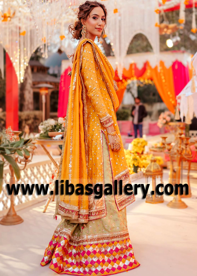 Chrome Yellow Clover Bridal Sharara