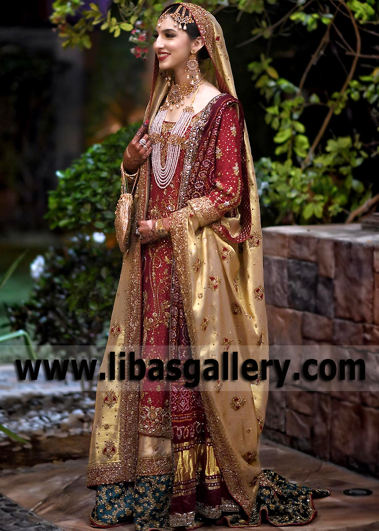 Supremely Stylish Maroon Lily Bridal Lehenga