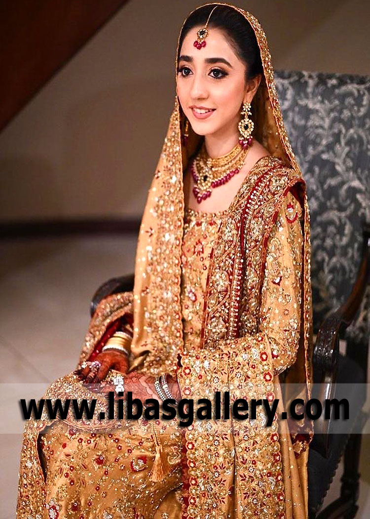 Metallic Gold Magnolia Lehenga for Reception