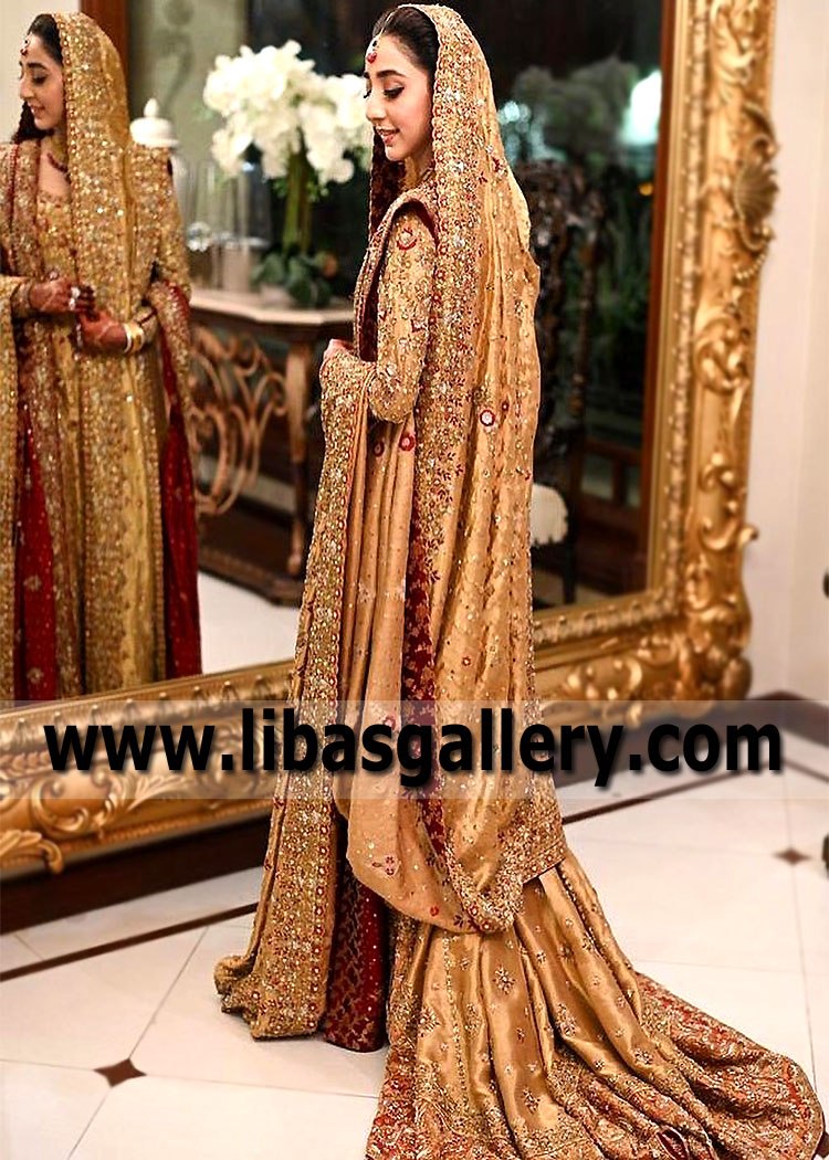 Metallic Gold Magnolia Lehenga for Reception