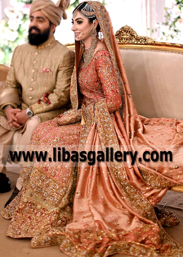 Coral Lame Bolzano Wedding Dress