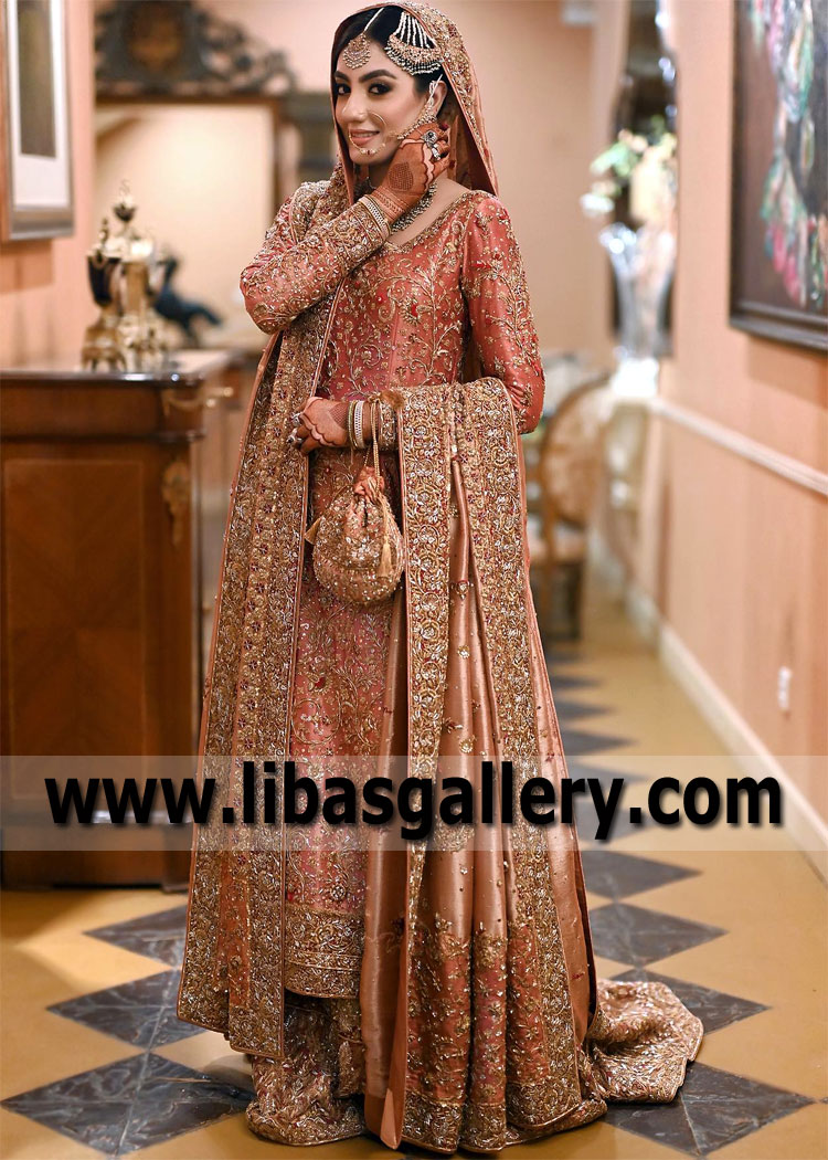 Coral Lame Bolzano Wedding Dress