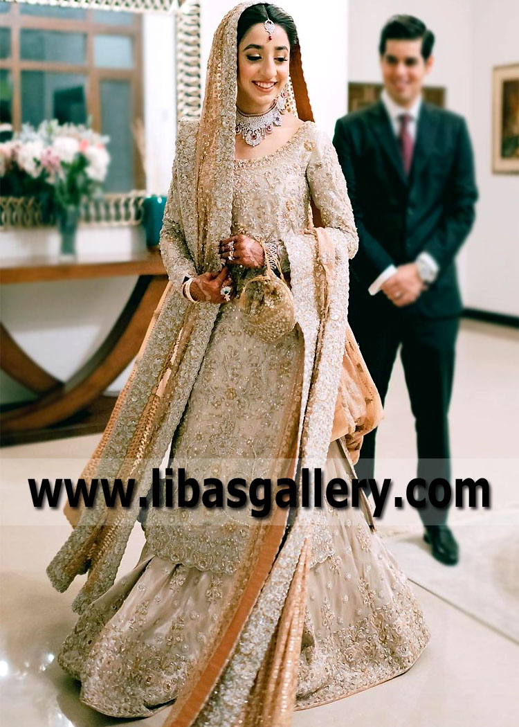 Beige Zinnia Walima Bridal Lehenga