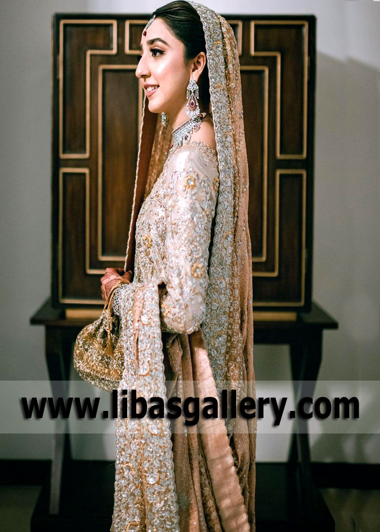 Beige Zinnia Walima Bridal Lehenga