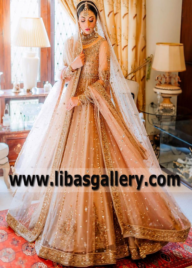 Tan Iris Anarkali Bridal Dress