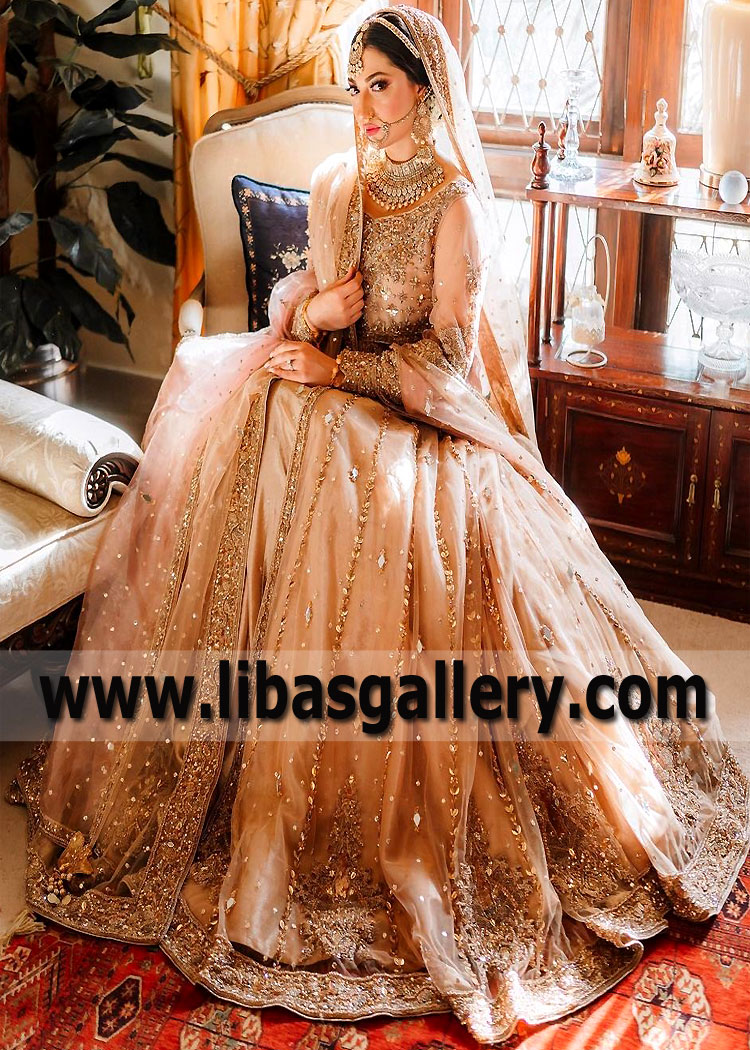 Tan Iris Anarkali Bridal Dress
