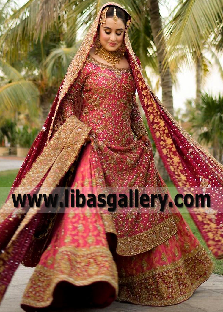 Awesome Maroon Crocus Wedding Gharara