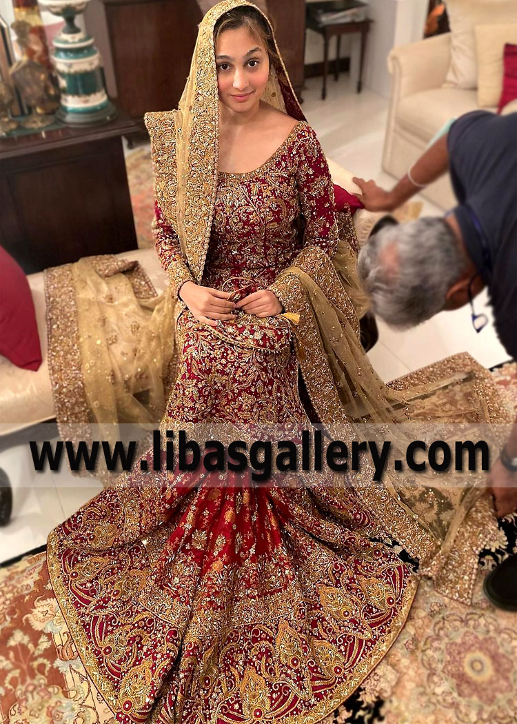 Maroon Fallow Ovule Bridal Lehenga