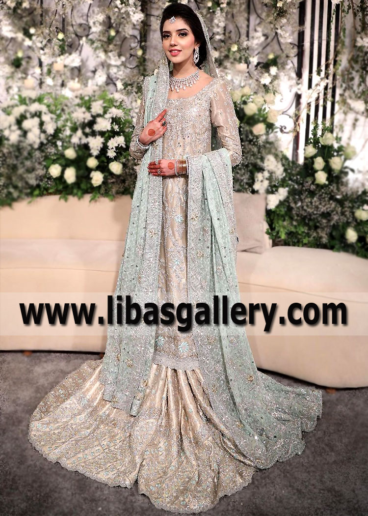 Tan Light cyan Ophelia Wedding Reception Dress
