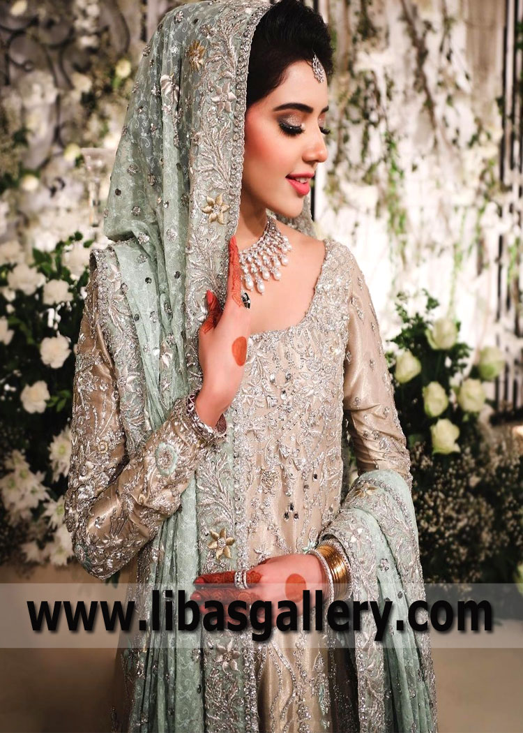 Tan Light cyan Ophelia Wedding Reception Dress