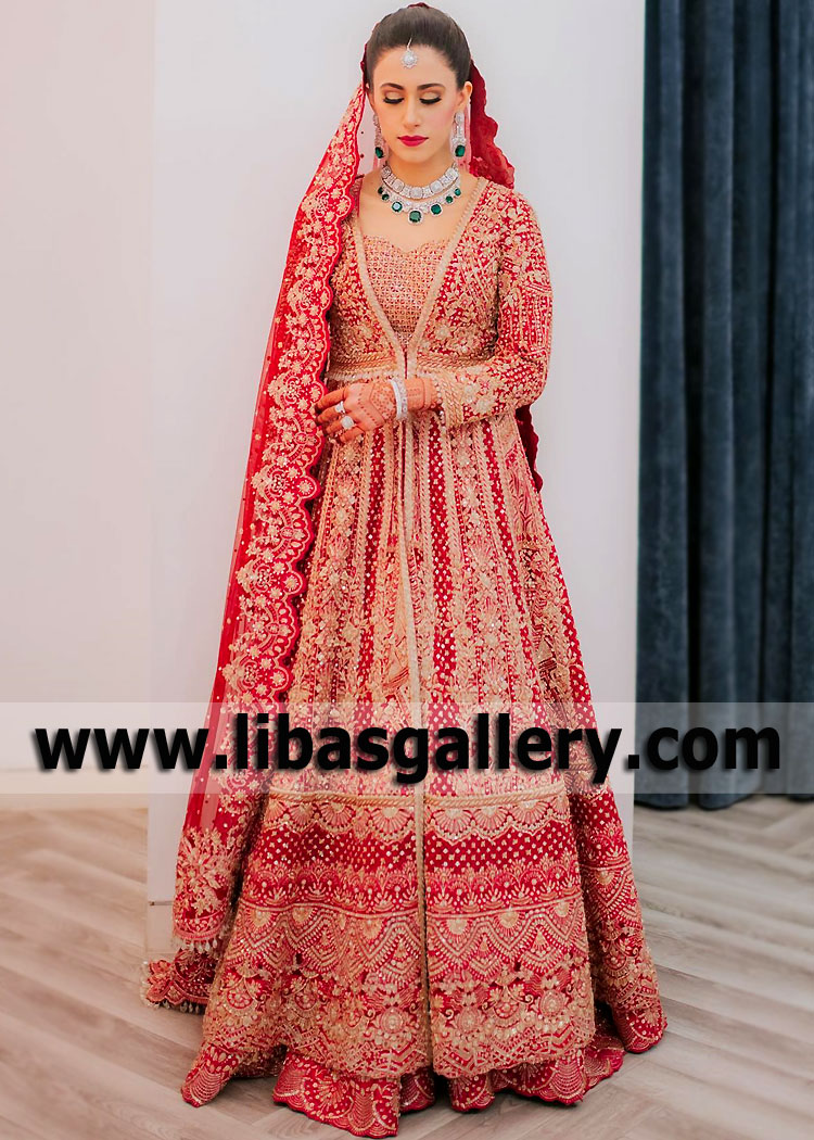 Red Recherche Bridal Dress for Barat