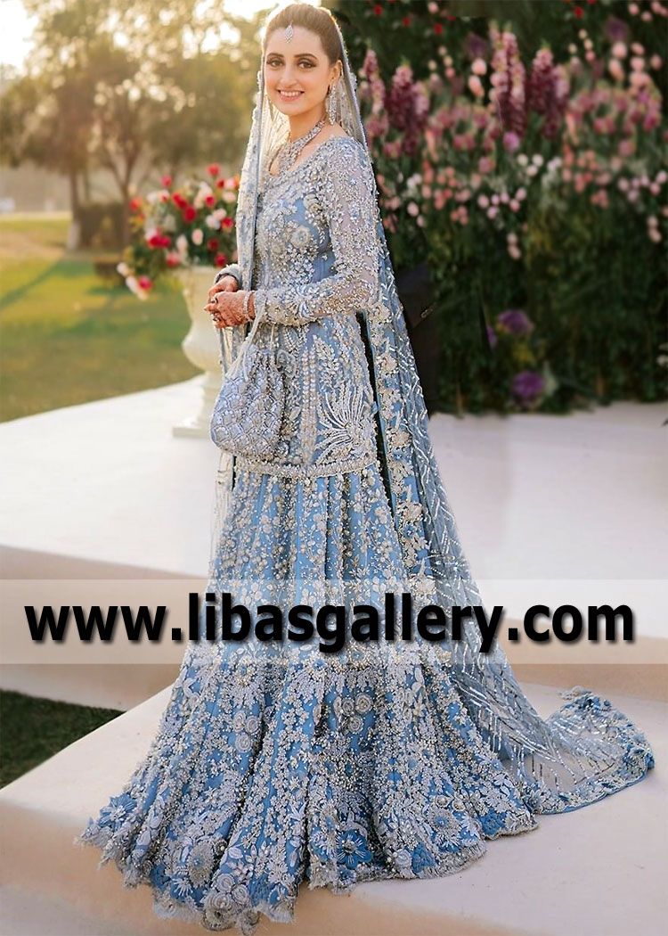 French Blue Gladiolus Bridal Dress