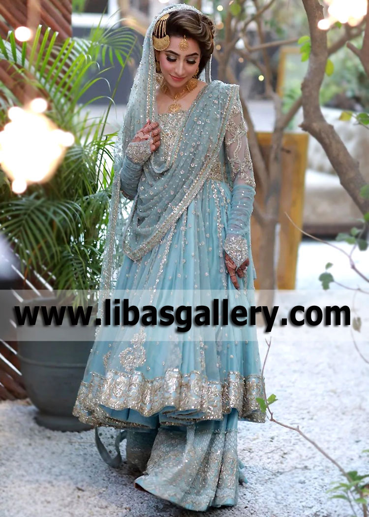 Magnificent Wedding Pishwas Calgary Alberta Canada Faiza Saqlain Yaar e man Collection 2022