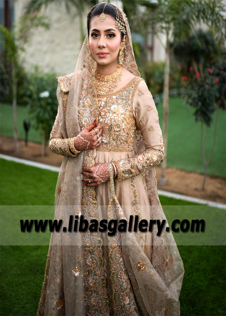 Wheat Strobus Bridal Anarkali Dress