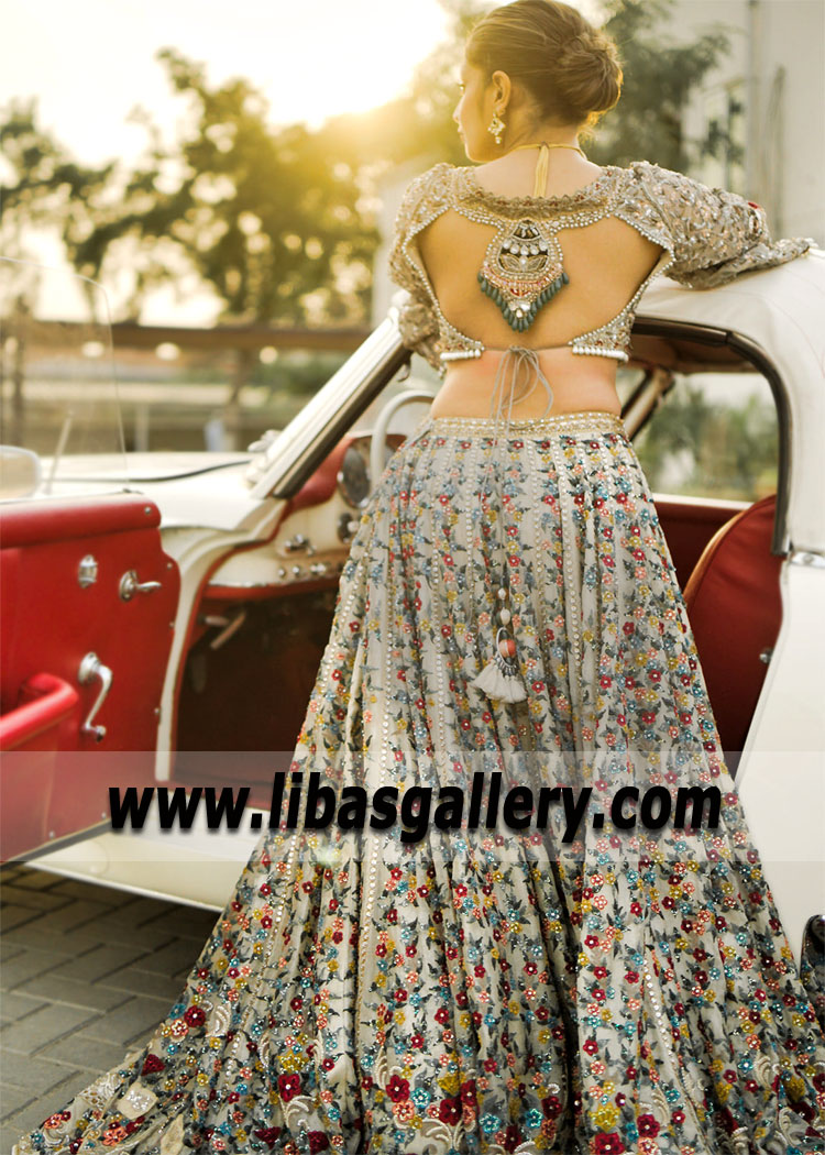 Antique White Crinum Indian Lehenga Choli