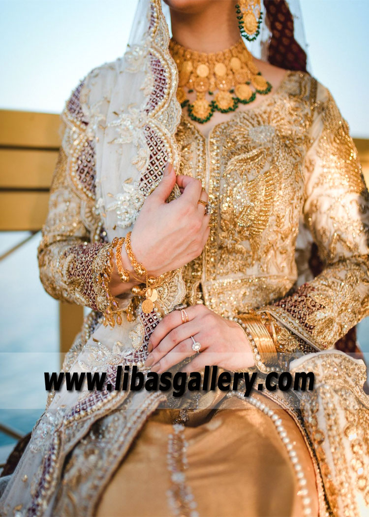 Ivory Gold Spirea Wedding Reception Anarkali