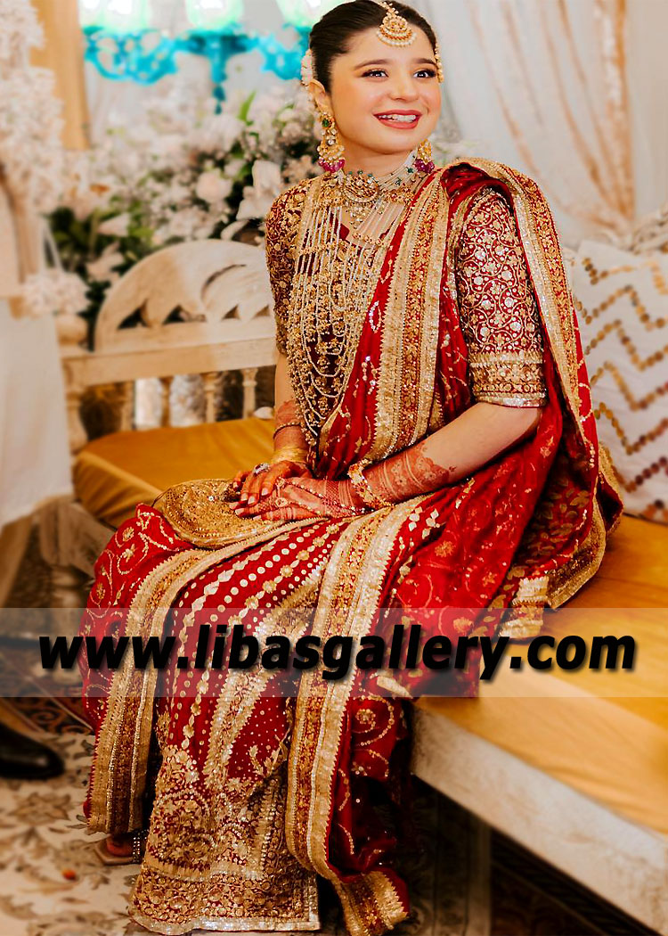 Deep Carmine Hyderabadi Bridal Khara Dupatta