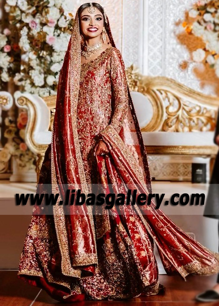 Coral Rose Lame Tulipa Bridal Dress